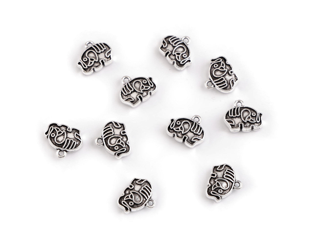 Breloque/Tirette de FAG métallique - Éléphant, 12 x 10 mm