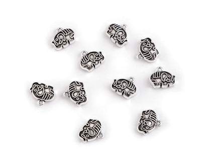 Breloque/Tirette de FAG métallique - Éléphant, 12 x 10 mm
