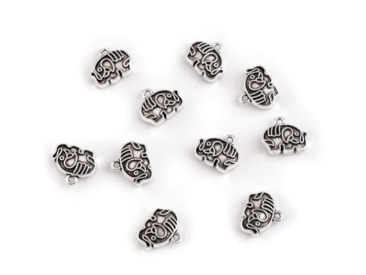 Breloque/Tirette de FAG métallique - Éléphant, 12 x 10 mm