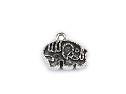 Breloque/Tirette de fermeture Éclair métallique - Éléphant, 12 x 10 mm - 10pc