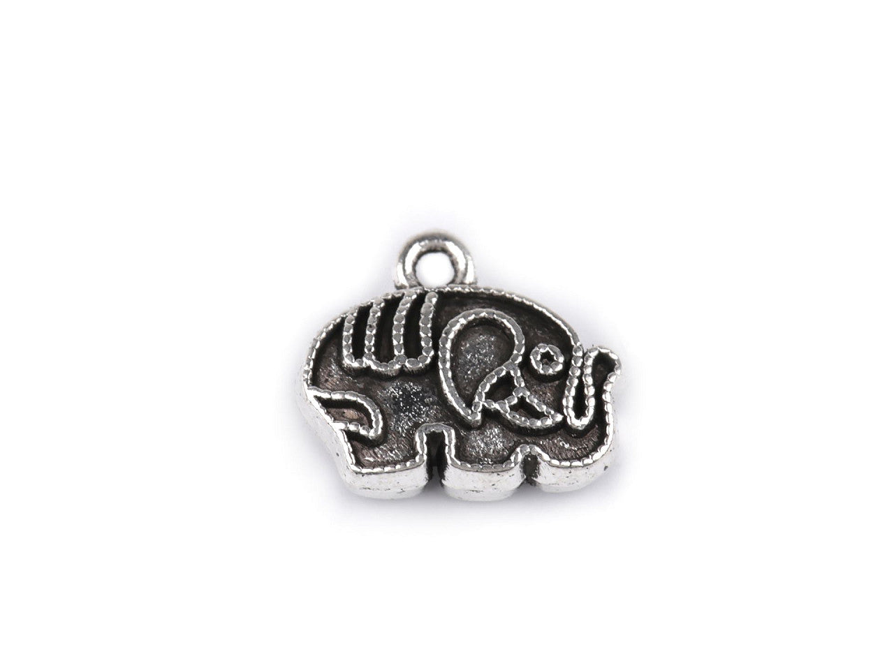 Breloque/Tirette de FAG métallique - Éléphant, 12 x 10 mm