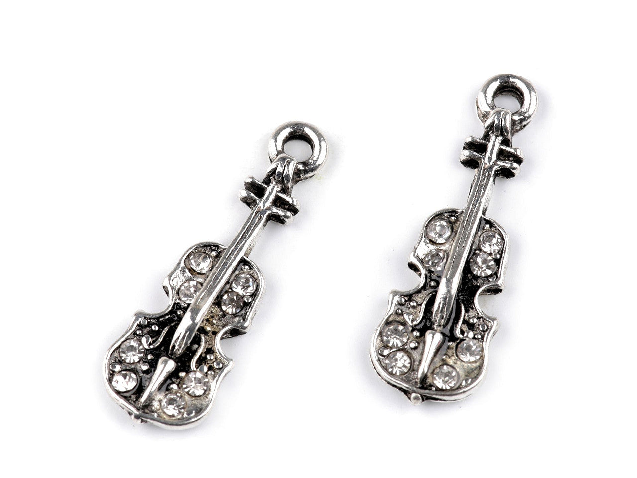 Breloque métallique/Tirette de FAG avec strass - Cœur, Violon, Couronne