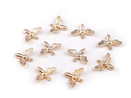 Breloque/Tirette de fermeture Éclair métallique - abeille, 19 x 15 mm - 10pc