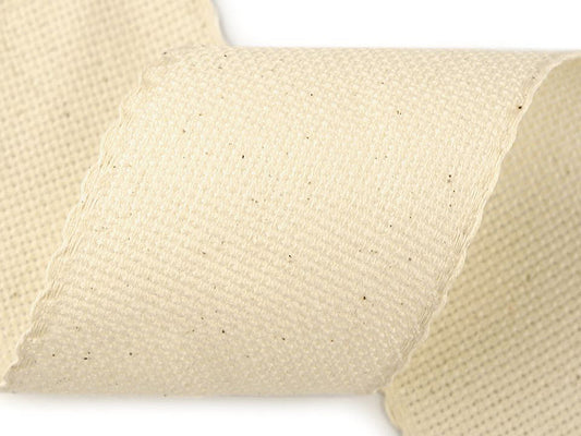 Bande de toile de broderie toile, largeur 70 mm, bord festonné - 1m