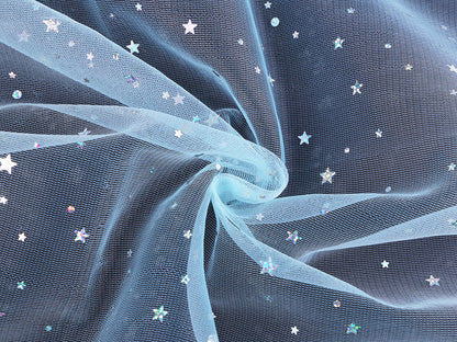 Tulle avec étoiles et hologramme - 1m