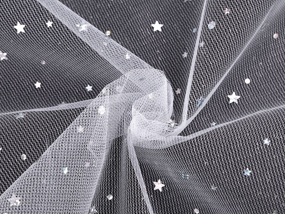 Tulle avec étoiles et hologramme - 1m