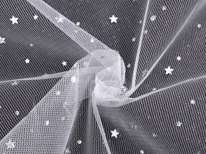 Tulle avec étoiles et hologramme - 1m