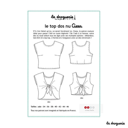 Patron couture du top dos nu Cieza