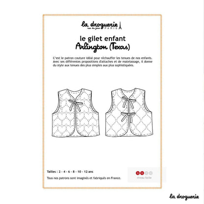 Patron couture du gilet matelassé enfant Arlington