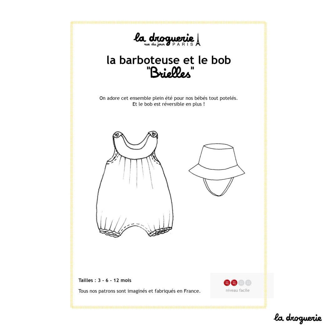 Patron couture de la barboteuse et du bob "Brielles"