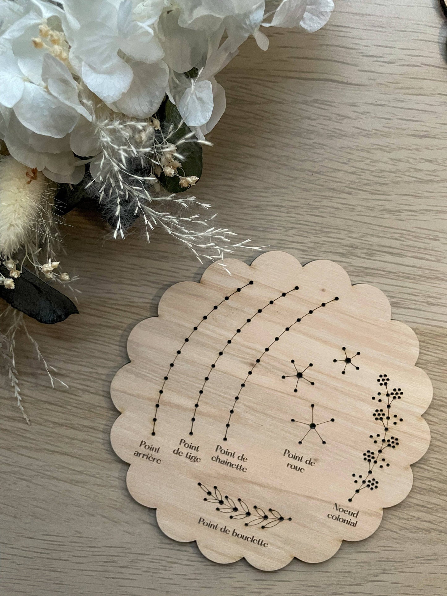 Kneckes & Compagnie - Base de broderie seule base d'apprentissage festonnée – Bois prêt à broder