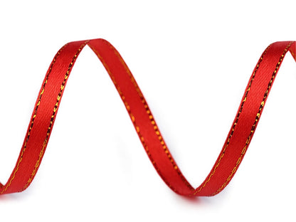Ruban satiné de Noël avec lurex, largeur 6 mm