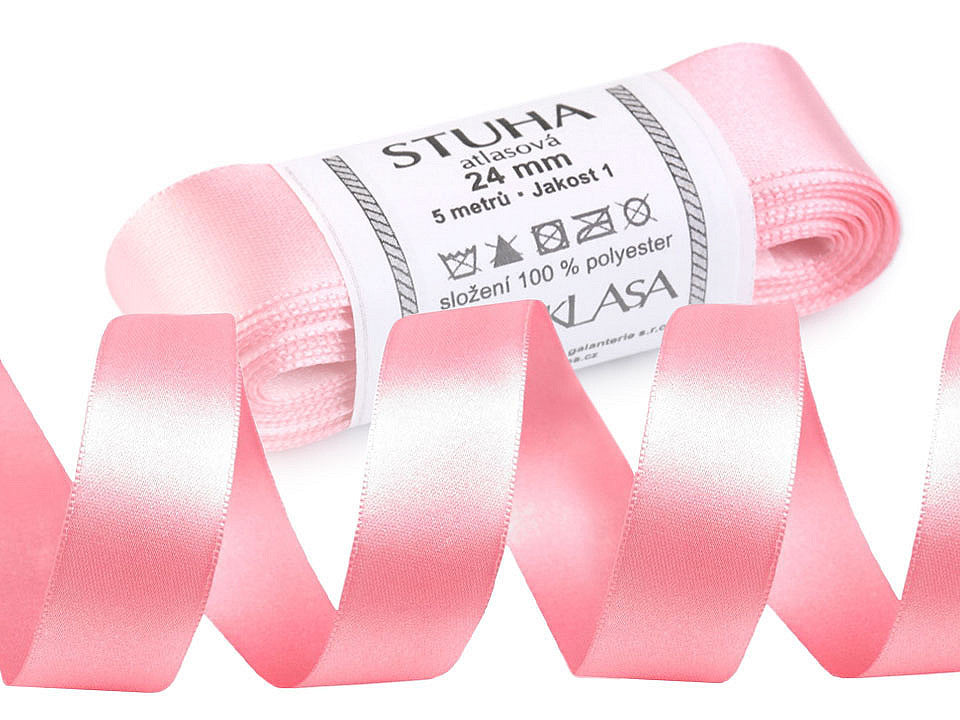 Paquets de ruban satiné double face, par 5 m, largeur 24 mm