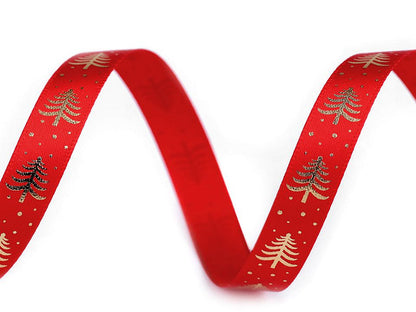 Ruban de Noël satiné, Sapin de Noël, largeur 10 mm