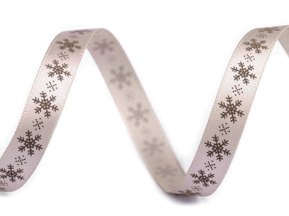 Ruban satiné Flocon de neige, largeur 10 mm