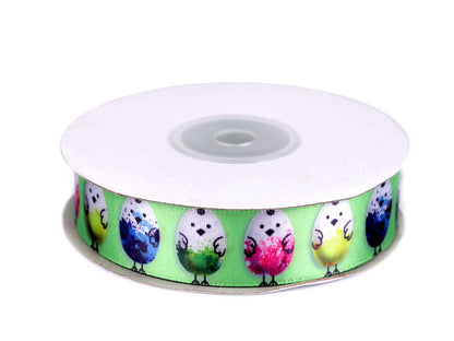 Ruban de Pâques, largeur 20 et 25 mm, Poussin, Œuf, Prairie, Lapin - 22.5m