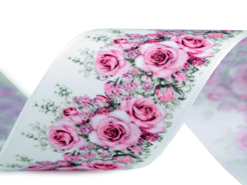 Ruban satiné rose, largeur 40 mm