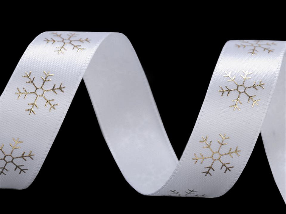 Ruban satiné de Noël, Flocon de neige, largeur 20 mm