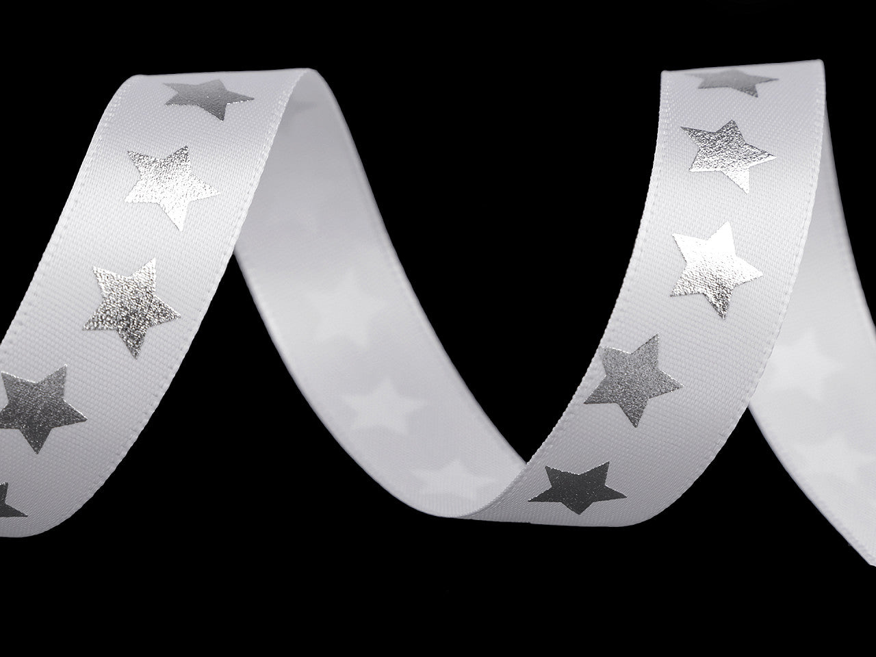 Ruban satiné de Noël, Étoiles, largeur 20 mm