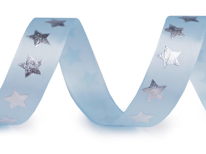 Ruban satiné de Noël, Étoiles, largeur 20 mm