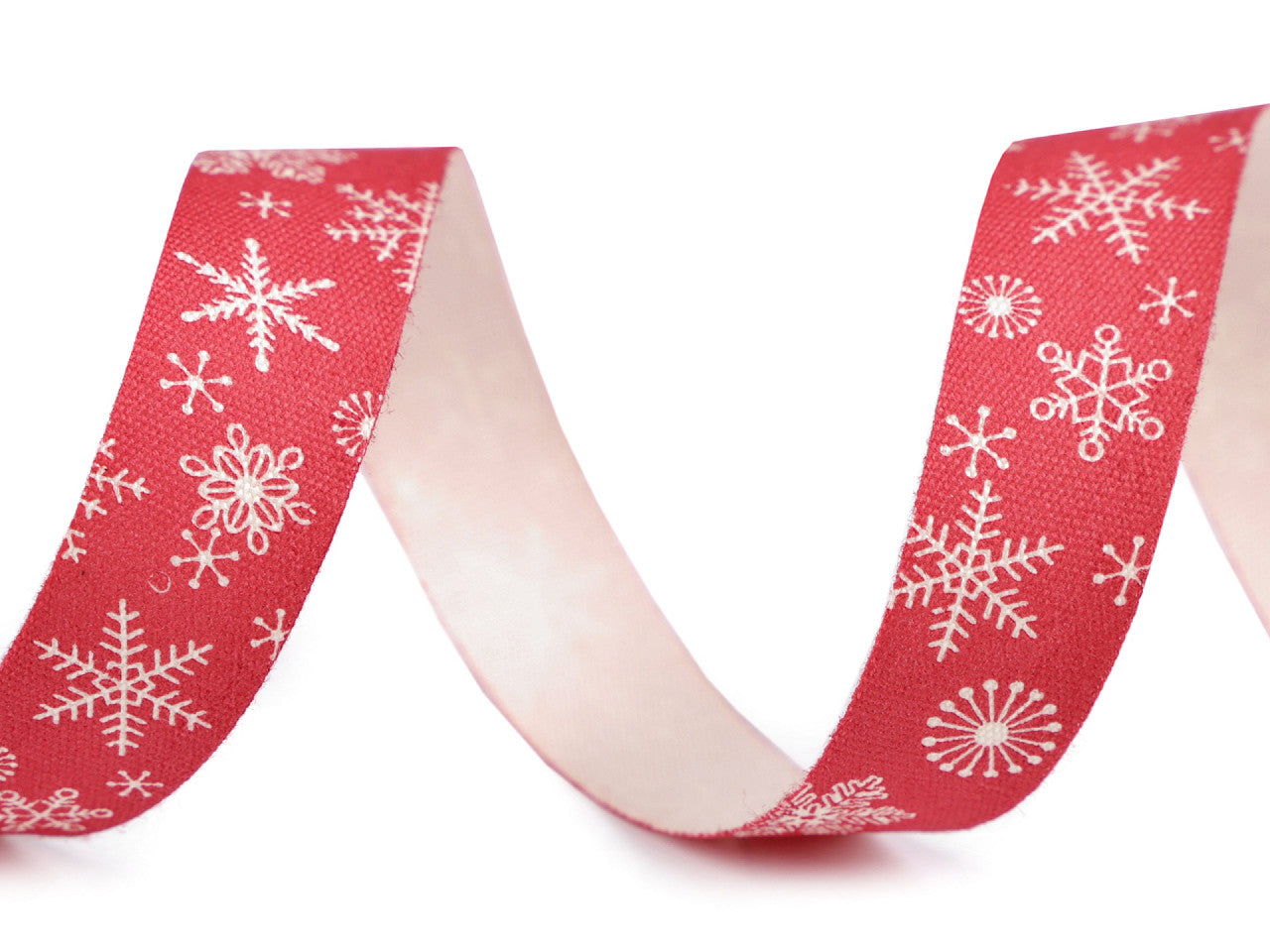 Ruban satiné de Noël, Flocons de neige, largeur 15 mm