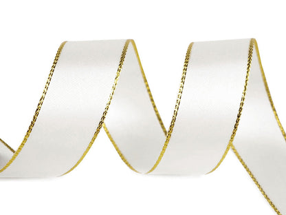 Ruban satiné avec bord en lurex, largeur 25 mm - 25m
