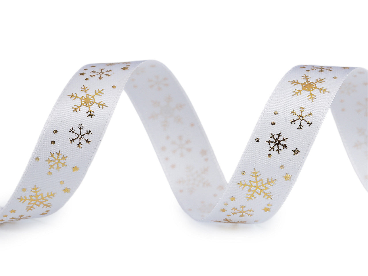 Ruban satiné de Noël, Flocons de neige, 15 mm