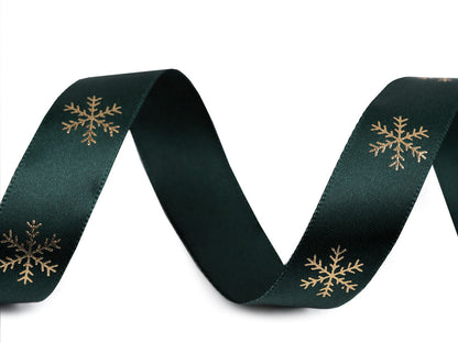 Ruban satiné de Noël, Flocons de neige, 20 mm