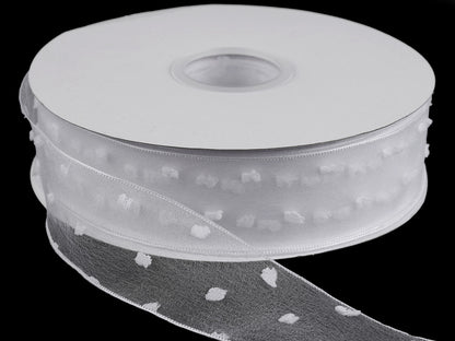 Ruban en organza avec bourgeons, largeur 40 mm