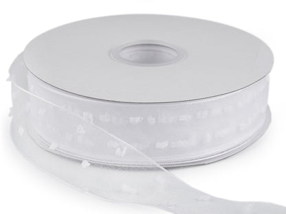 Ruban en organza avec bourgeons, largeur 40 mm