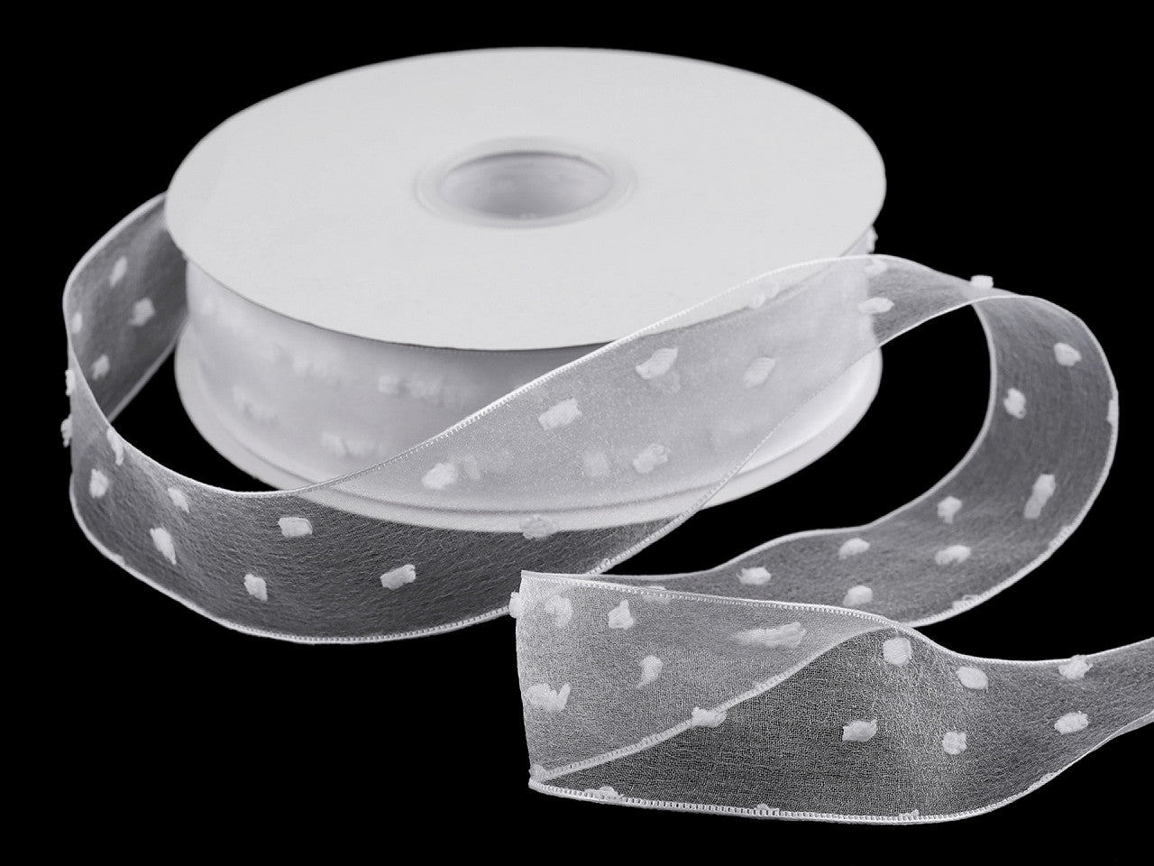 Ruban en organza avec bourgeons, largeur 40 mm