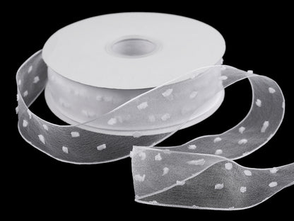 Ruban en organza avec bourgeons, largeur 40 mm