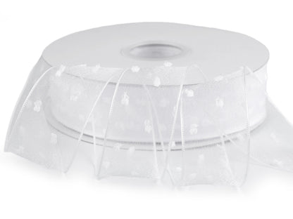 Ruban en organza avec bourgeons, largeur 40 mm