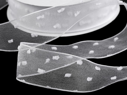 Ruban en organza avec bourgeons, largeur 40 mm