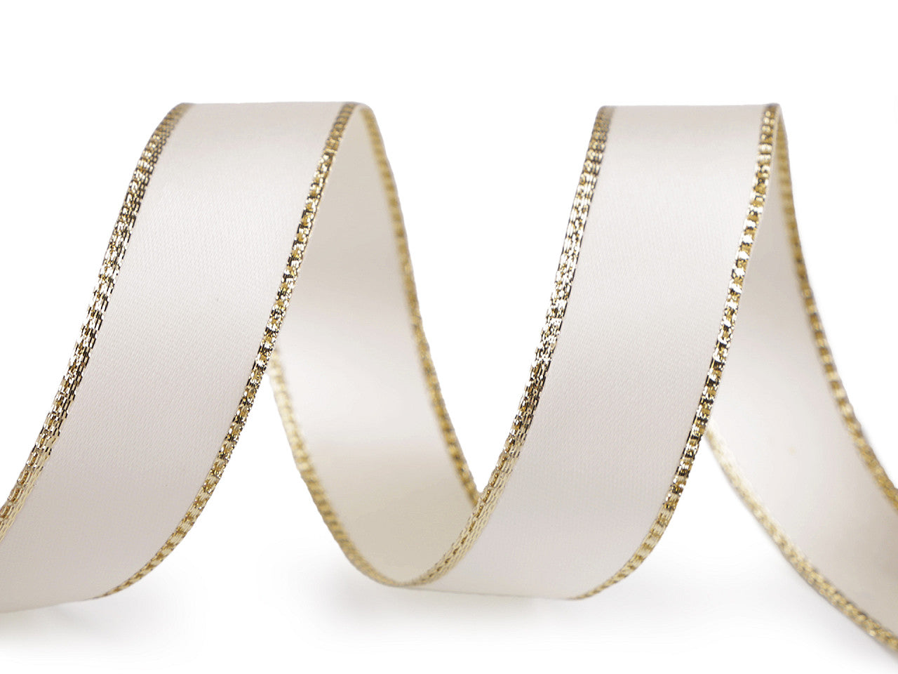 Ruban satiné avec bord en lurex et fil métallique, largeur 24 mm