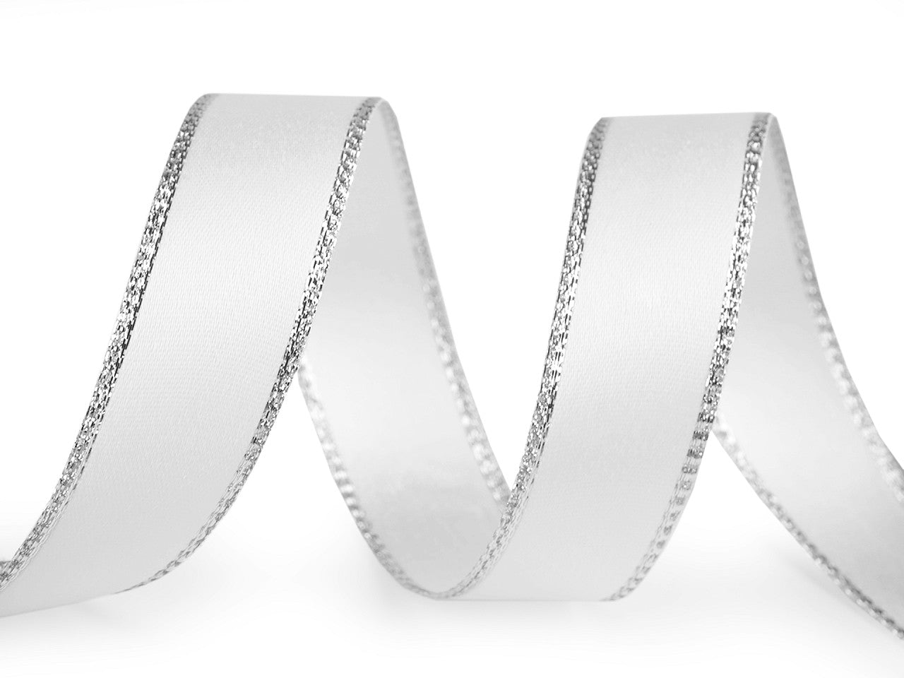 Ruban satiné avec bord en lurex et fil métallique, largeur 24 mm