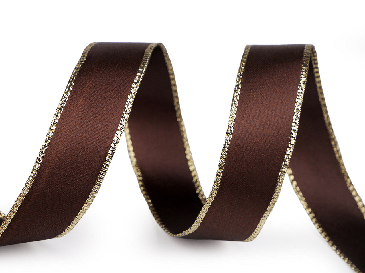 Ruban satiné avec bord en lurex et fil métallique, largeur 24 mm - 20m