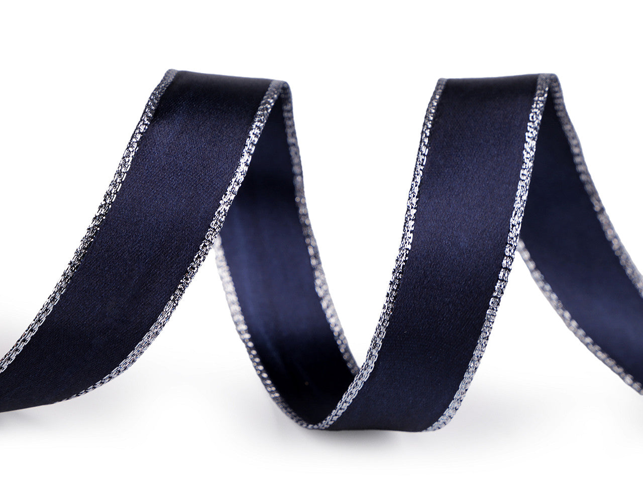 Ruban satiné avec bord en lurex et fil métallique, largeur 24 mm - 20m