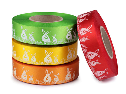 Ruban satiné de Pâques, largeur 24 mm, lapins