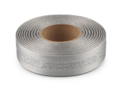 Ruban satiné avec lurex, double face, largeur 25 mm
