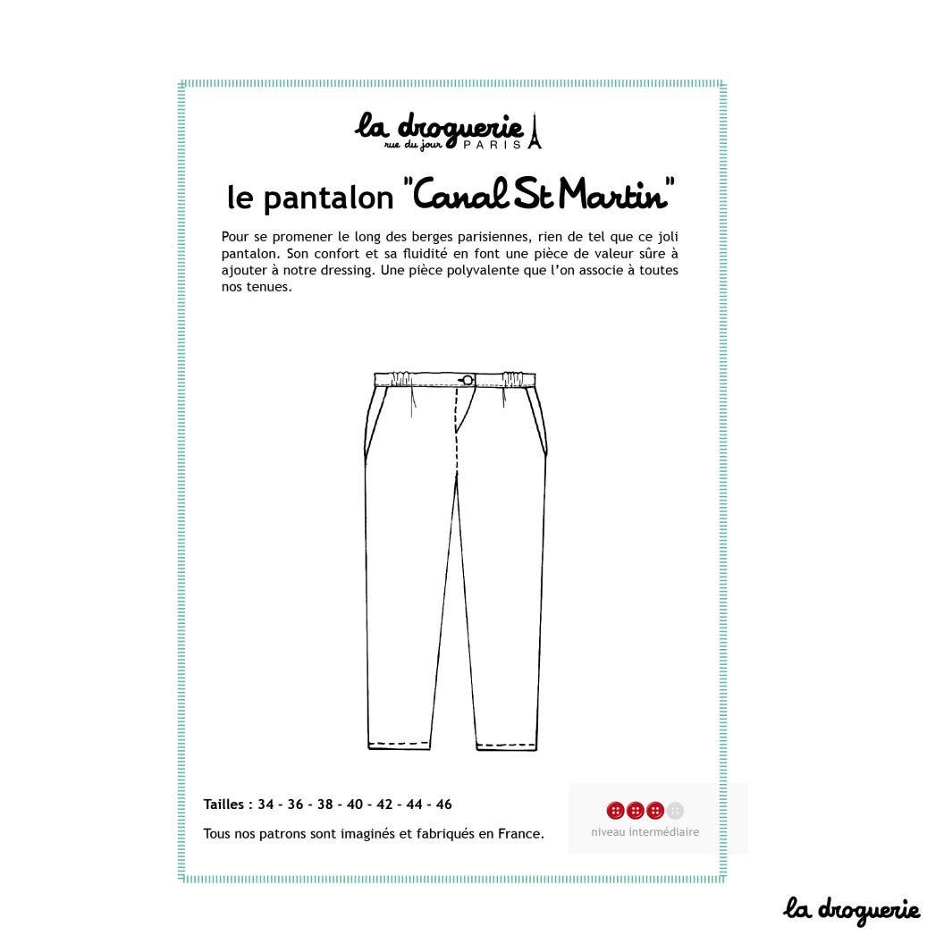 LA DROGUERIE - Patron couture du pantalon "Canal St-Martin"