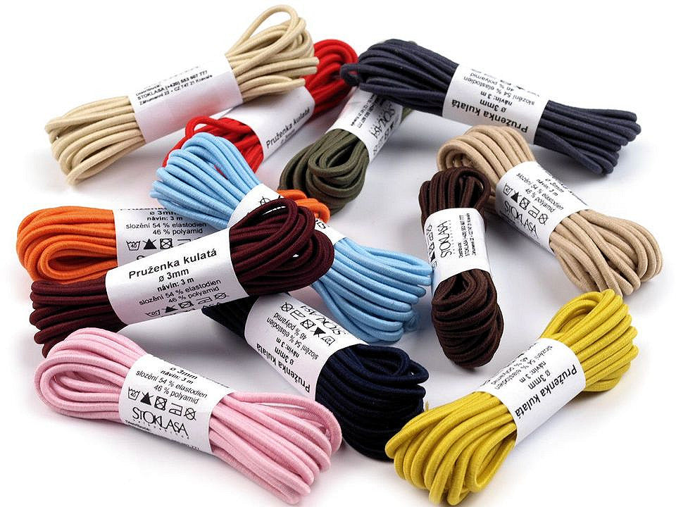 Cordon élastique rond, Ø3mm, MAGGIE par 3m - 1gerbe