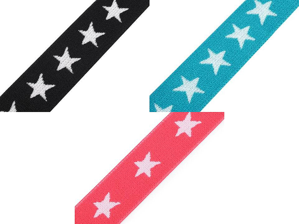 Élastique imprimé Étoiles, largeur 20 mm
