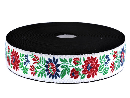 Ruban élastique à motif folklorique, largeur 40 mm