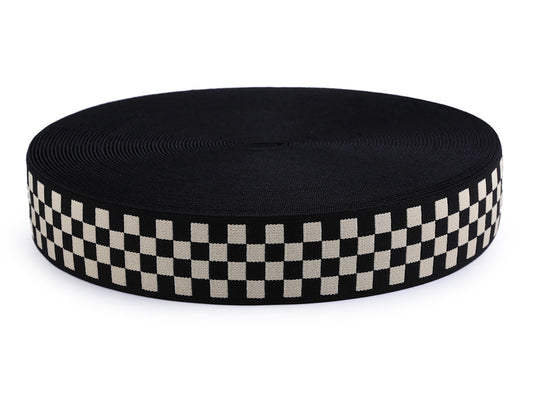 Élastique souple à carreaux, largeur 40 mm