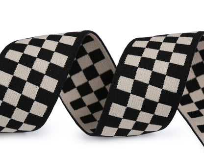 Élastique souple à carreaux, largeur 40 mm