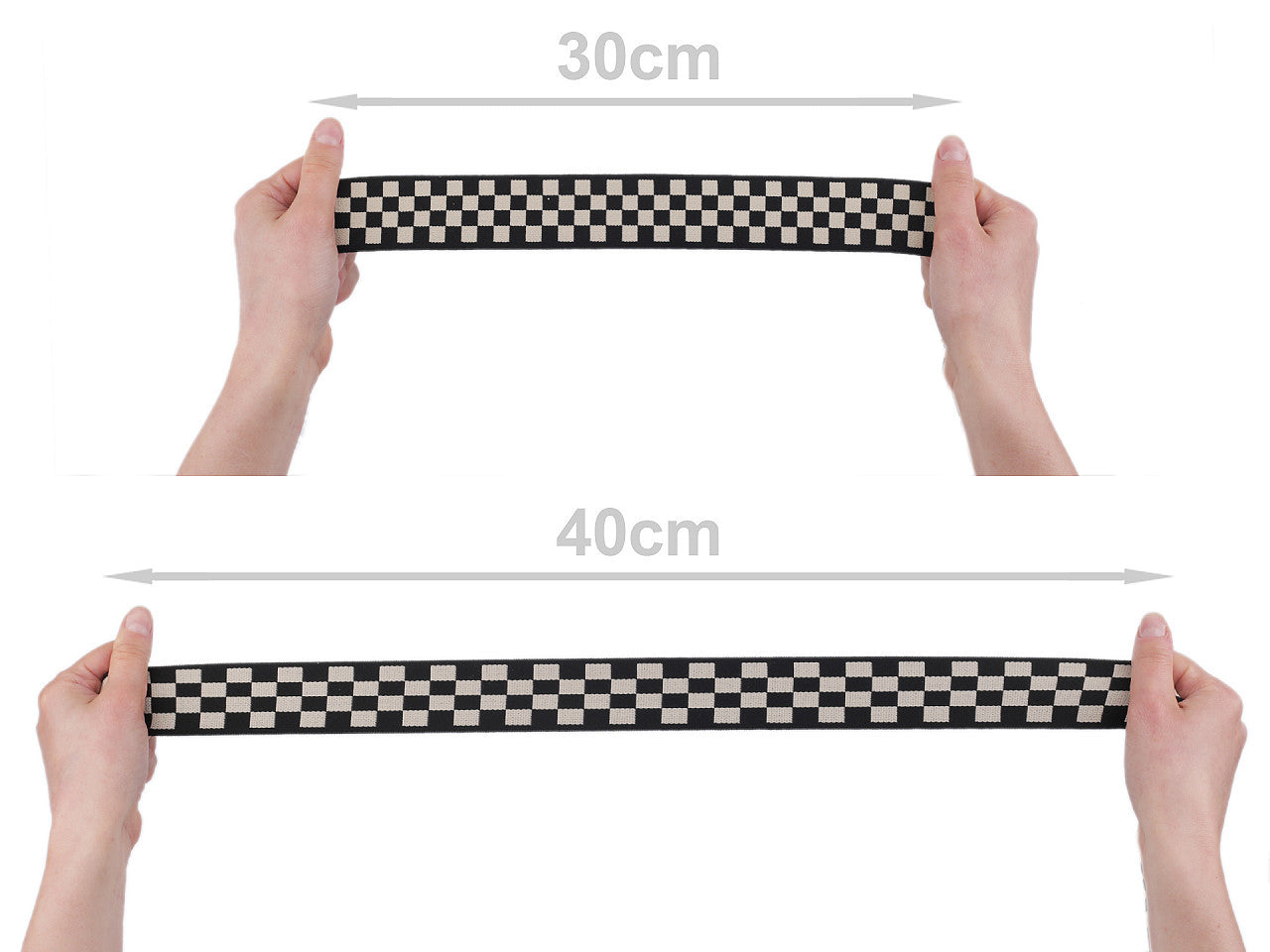 Élastique souple à carreaux, largeur 40 mm