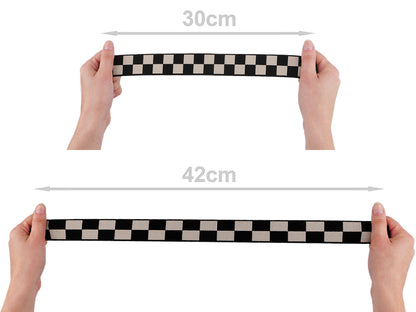 Élastique souple, à carreaux, largeur 35 mm