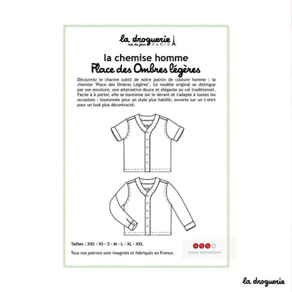 LA DROGUERIE - Patron couture de la chemise homme Place des Ombres légères
