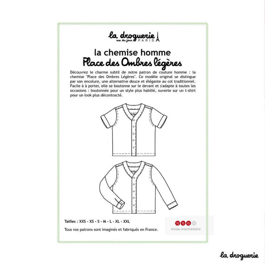 LA DROGUERIE - Patron couture de la chemise homme Place des Ombres légères